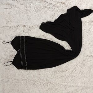 Max Studio Stretch Maxi Dress Black White Ruffle Detail *Flaw, Please Read* XS